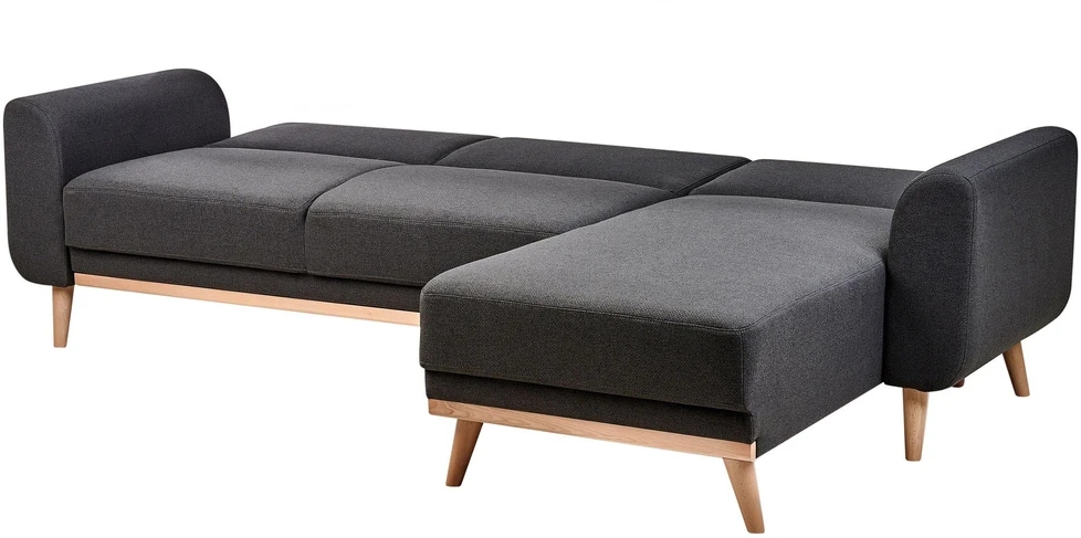 Beliani Išskleidžiama kampinė sofa OLLSTA 3 asmenims, juoda, kairinė