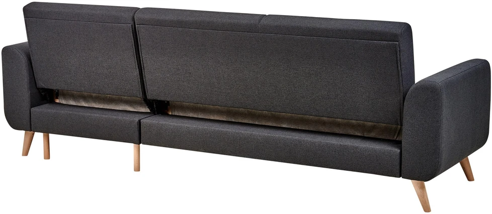 Beliani Išskleidžiama kampinė sofa OLLSTA 3 asmenims, juoda, kairinė