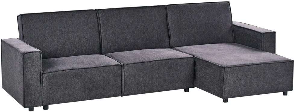 Beliani Išskleidžiama kampinė sofa ROMEDAL II tamsiai pilka kairinė