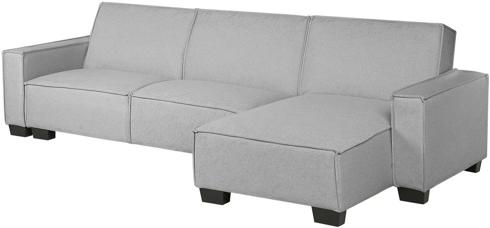 Beliani Išskleidžiama kampinė sofa ROMEDAL, 3 vietų, šviesiai pilka, kairinė