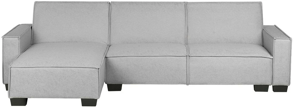 Beliani Išskleidžiama kampinė sofa ROMEDAL, 3 vietų, šviesiai pilka