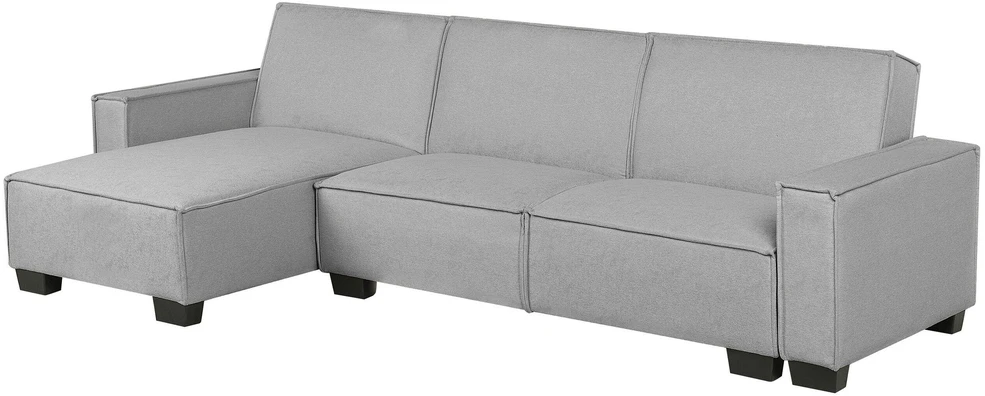 Beliani Išskleidžiama kampinė sofa ROMEDAL, 3 vietų, šviesiai pilka