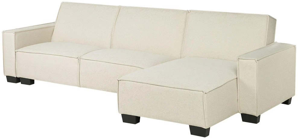 Beliani Išskleidžiama kampinė sofa ROMEDAL, smėlio spalvos