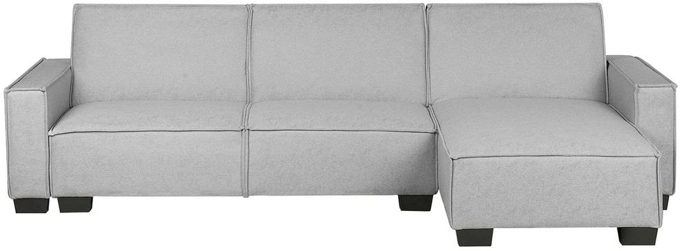 Beliani Išskleidžiama kampinė sofa ROMEDAL, 3 vietų, šviesiai pilka, kairinė