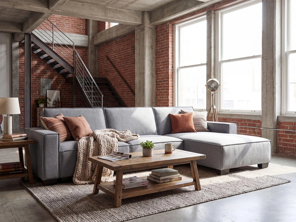 Beliani Išskleidžiama kampinė sofa ROMEDAL, 3 vietų, šviesiai pilka, kairinė