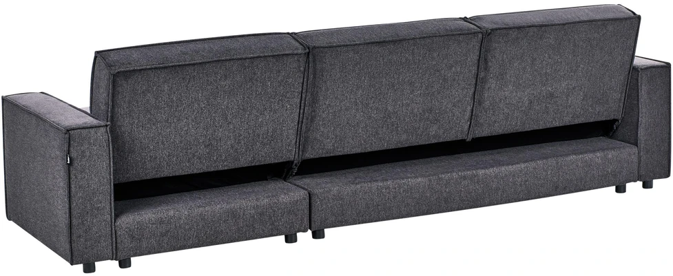 Beliani Išskleidžiama kampinė sofa ROMEDAL II tamsiai pilka kairinė