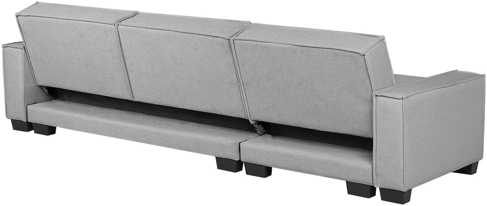 Beliani Išskleidžiama kampinė sofa ROMEDAL, 3 vietų, šviesiai pilka, kairinė