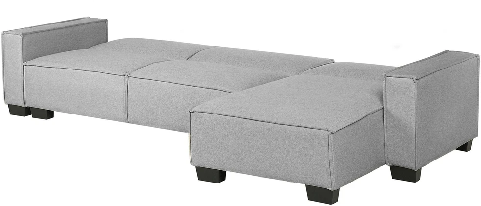 Beliani Išskleidžiama kampinė sofa ROMEDAL, 3 vietų, šviesiai pilka, kairinė
