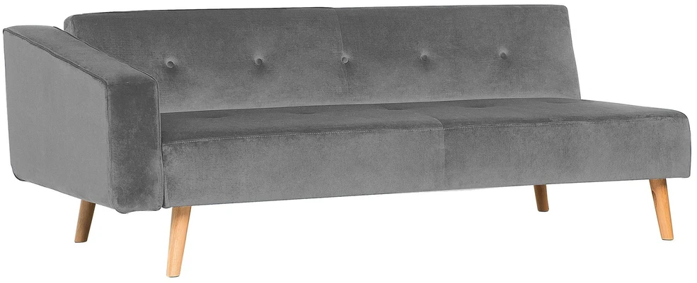 Beliani Išskleidžiama kampinė sofa VADSO, skirta 4 asmenims, veliūrinė, pilka, kairinė