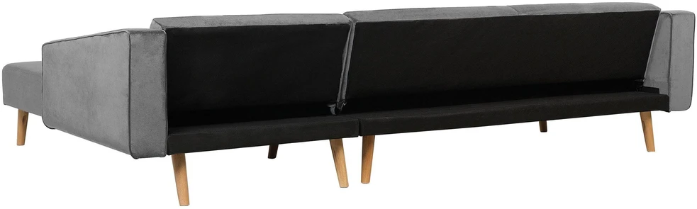 Beliani Išskleidžiama kampinė sofa VADSO, skirta 4 asmenims, veliūrinė, pilka, kairinė