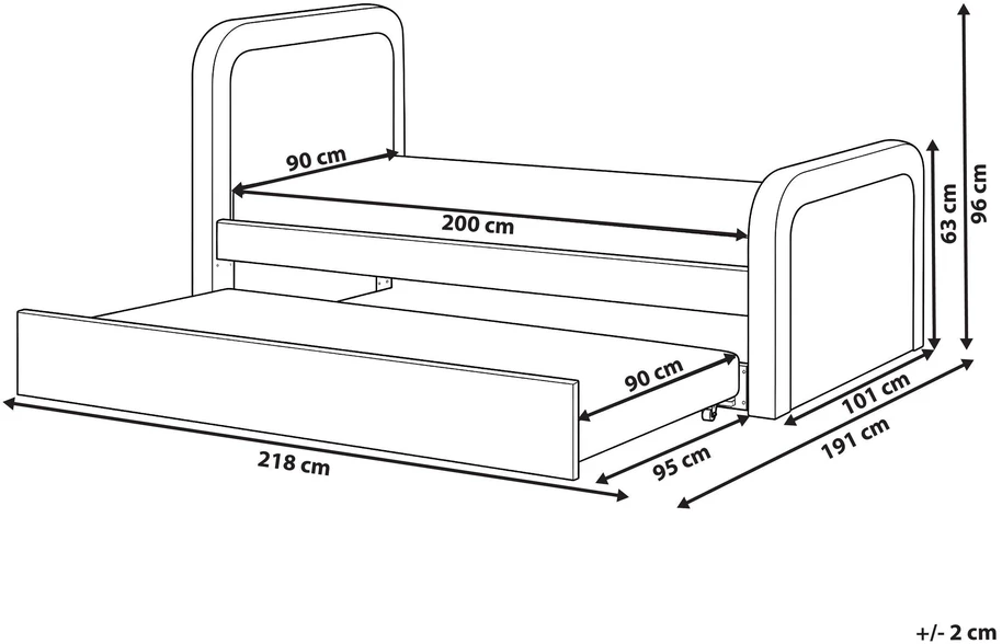 Beliani Išskleidžiama lova Boucle RAYSSAC 90 x 200 cm Rožinė