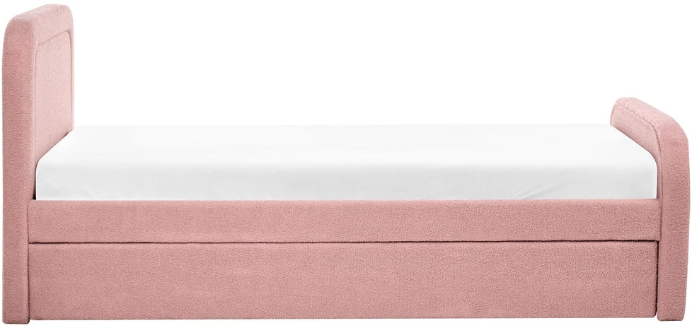 Beliani Išskleidžiama lova Boucle RAYSSAC 90 x 200 cm Rožinė