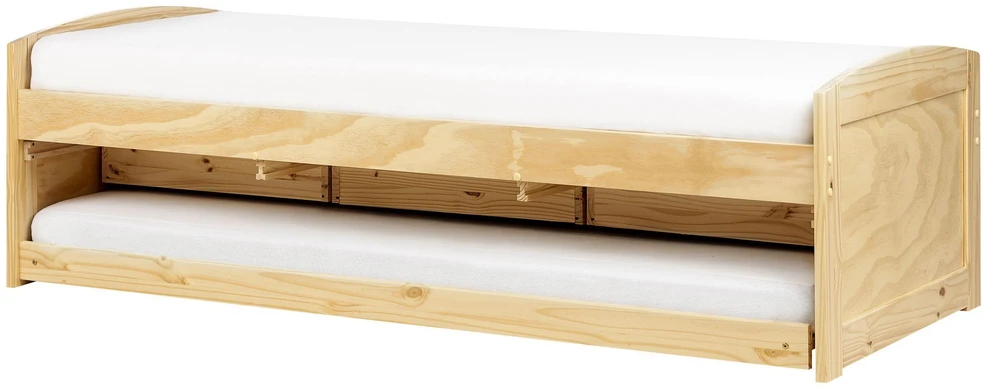 Beliani Išskleidžiama lova iš pušies medienos PETIVILLE 90 x 200 cm šviesiai ruda