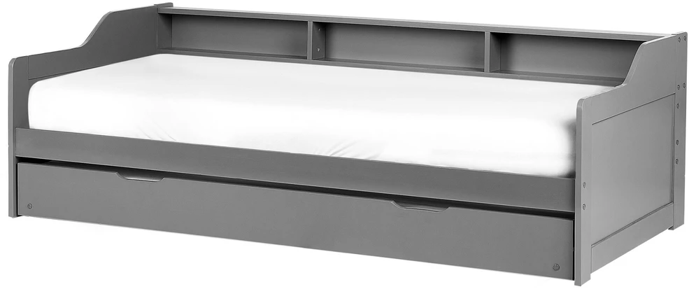 Beliani Išskleidžiama lova iš pušies medienos EDERN 90 x 200 cm pilka