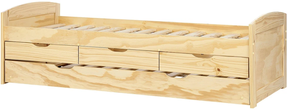 Beliani Išskleidžiama lova iš pušies medienos PETIVILLE 90 x 200 cm šviesiai ruda