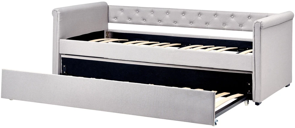 Beliani Išskleidžiama lova LIBOURNE 90 x 200 cm šviesiai pilka
