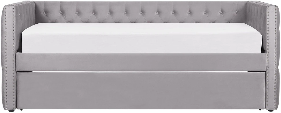 Beliani Išskleidžiama lova veliūrinė GASSIN 90 x 200 cm pilka