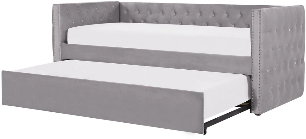 Beliani Išskleidžiama lova veliūrinė GASSIN 90 x 200 cm pilka