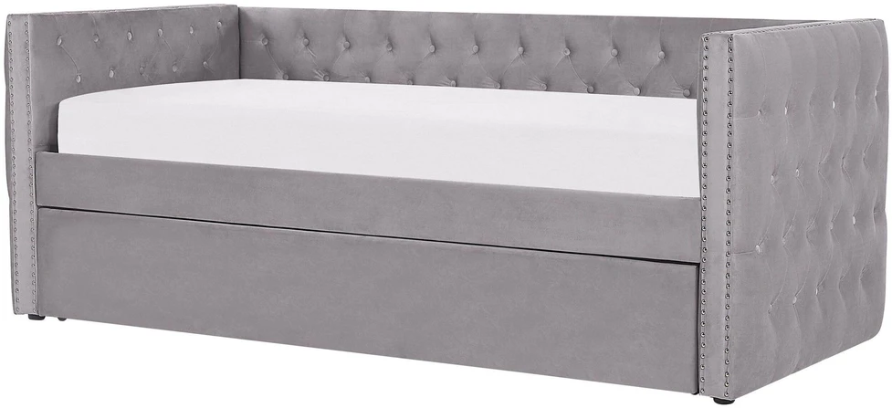 Beliani Išskleidžiama lova veliūrinė GASSIN 90 x 200 cm pilka