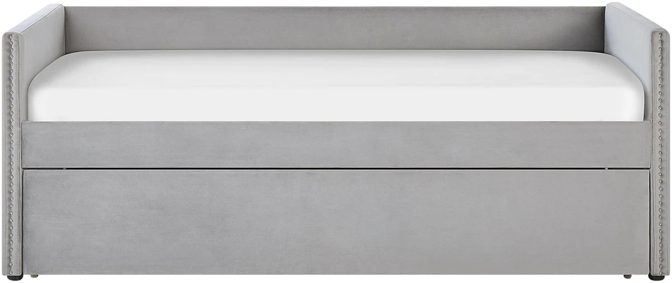 Beliani Išskleidžiama lova veliūrinė TROYES 90 x 200 cm šviesiai pilka