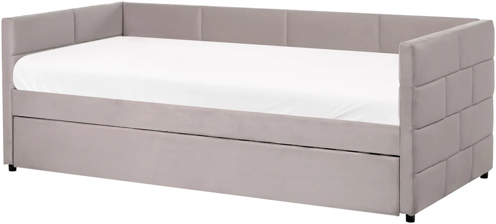 Beliani Išskleidžiama lova Welur CHAVONNE 90 x 200 cm šviesiai pilka