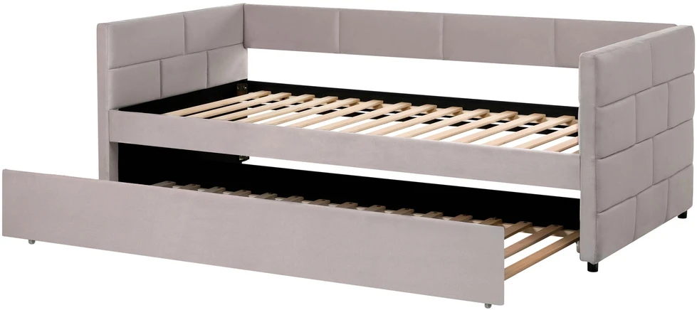 Beliani Išskleidžiama lova Welur CHAVONNE 90 x 200 cm šviesiai pilka