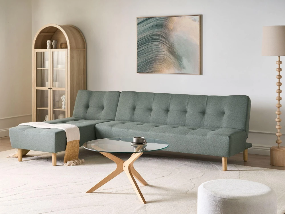 Beliani Išskleidžiama modulinė sofa-lova 4 asmenims ALSTEN, žalia, dešininė