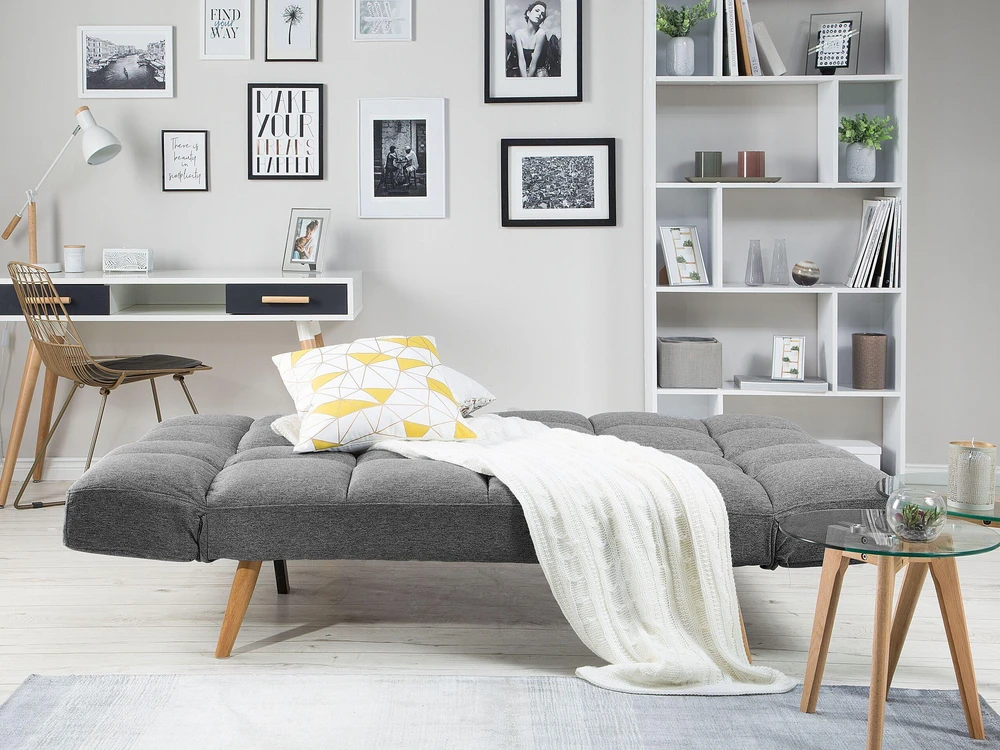 Beliani Išskleidžiama sofa 2 asmenims INGARO tamsiai pilka