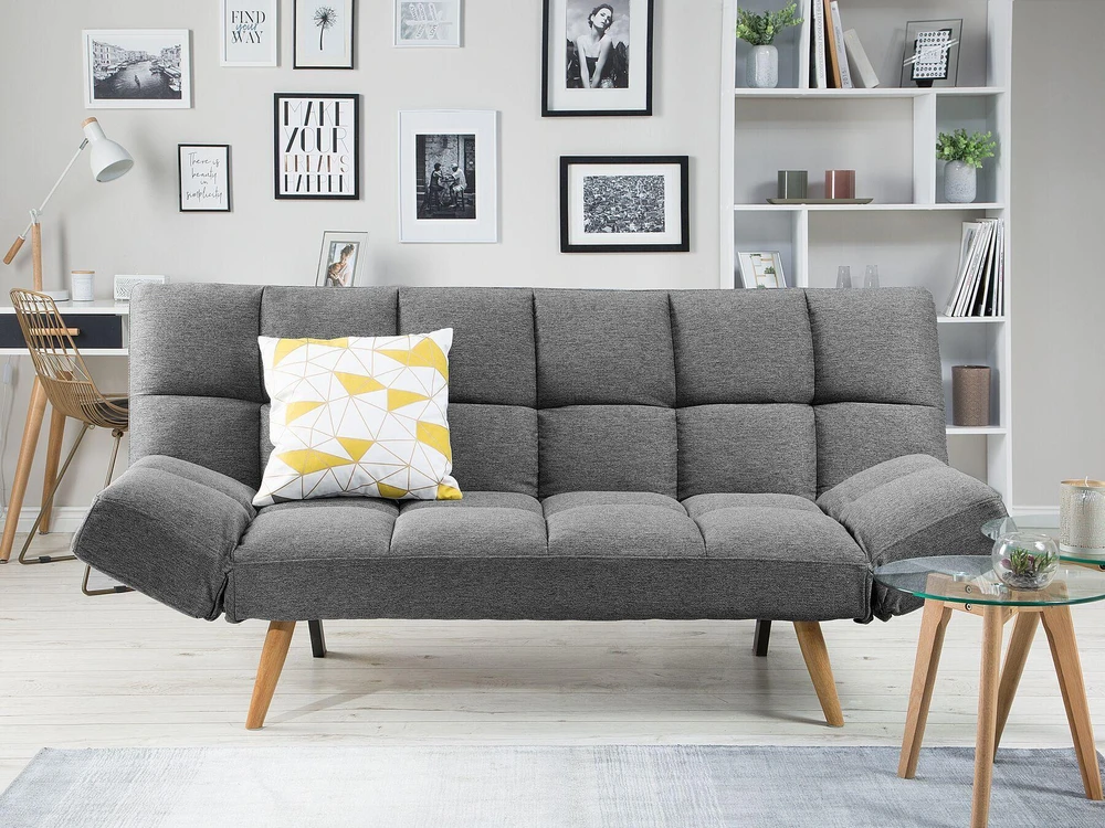 Beliani Išskleidžiama sofa 2 asmenims INGARO tamsiai pilka