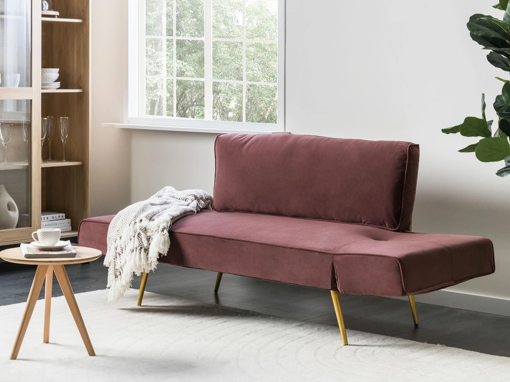 Beliani Išskleidžiama sofa 2 asmenims SAARELA, weliūras, rožinė