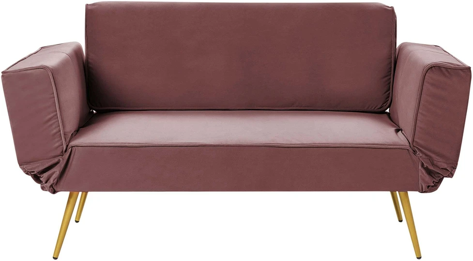 Beliani Išskleidžiama sofa 2 asmenims SAARELA, weliūras, rožinė