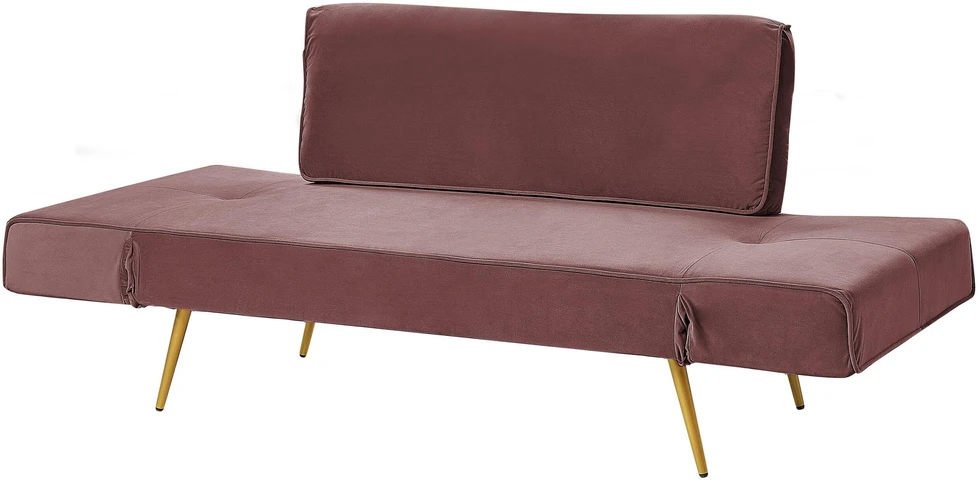 Beliani Išskleidžiama sofa 2 asmenims SAARELA, weliūras, rožinė