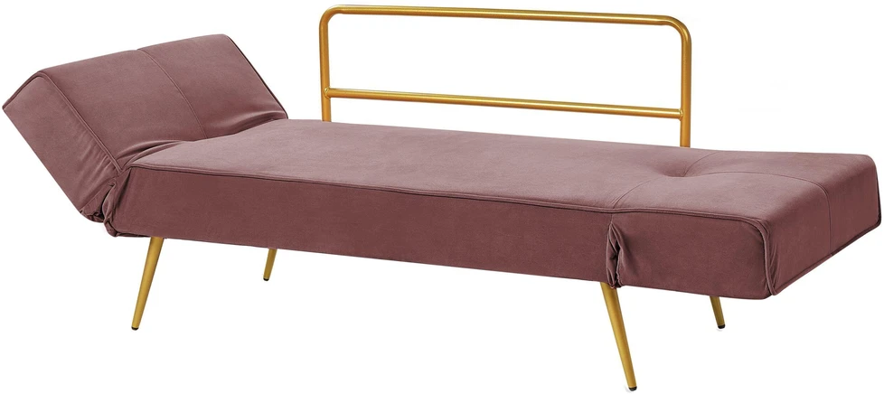 Beliani Išskleidžiama sofa 2 asmenims SAARELA, weliūras, rožinė