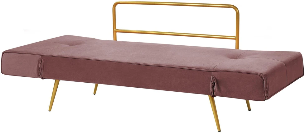Beliani Išskleidžiama sofa 2 asmenims SAARELA, weliūras, rožinė