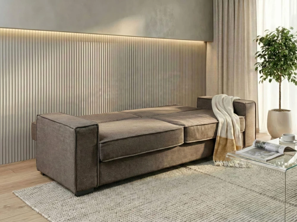 Beliani Išskleidžiama sofa 3 asmenims AROLE, ruda