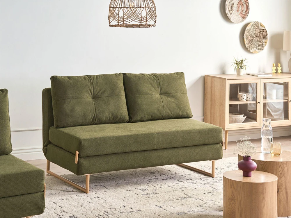 Beliani Išskleidžiama sofa 3 asmenims JERSLEV Žalia