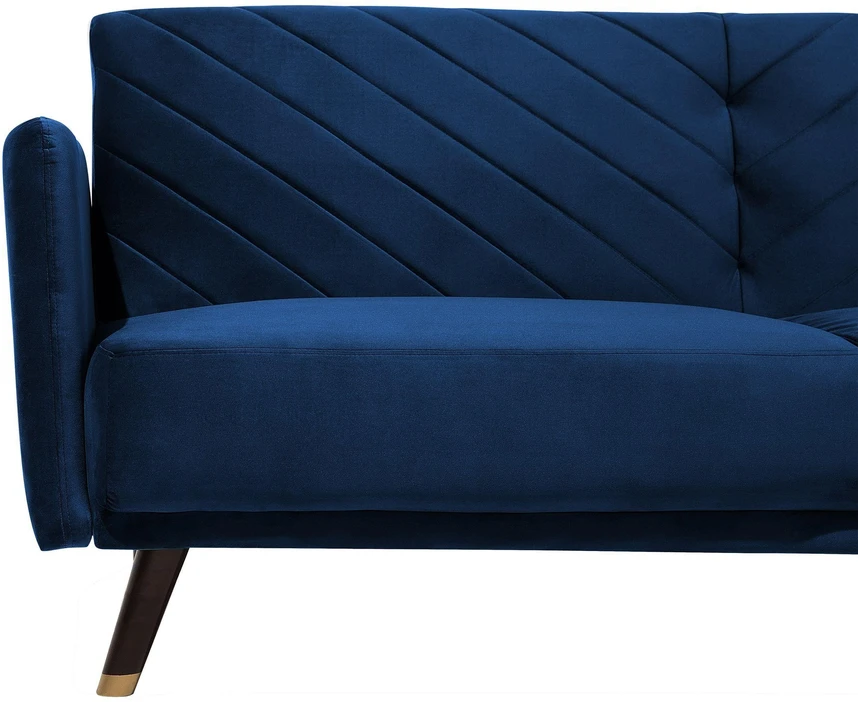 Beliani Išskleidžiama sofa 3 vietų SENJA, veliūras, tamsiai mėlyna