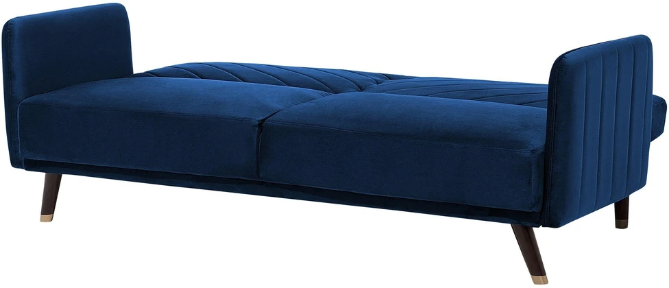 Beliani Išskleidžiama sofa 3 vietų SENJA, veliūras, tamsiai mėlyna