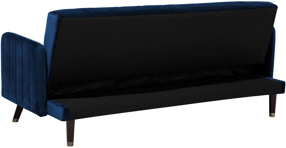 Beliani Išskleidžiama sofa 3 vietų SENJA, veliūras, tamsiai mėlyna