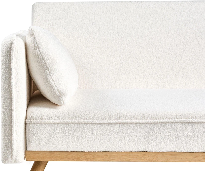 Beliani Išskleidžiama sofa ASAA Boucle, kreminės spalvos