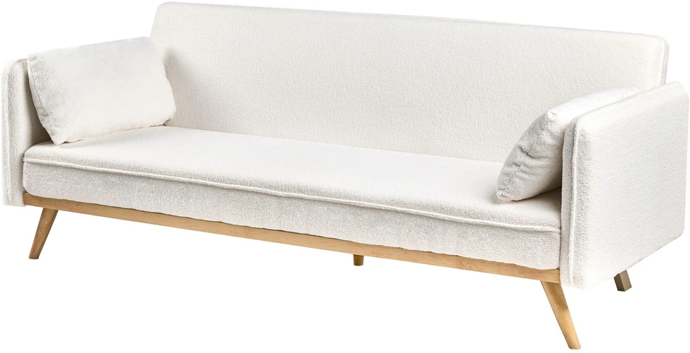 Beliani Išskleidžiama sofa ASAA Boucle, kreminės spalvos