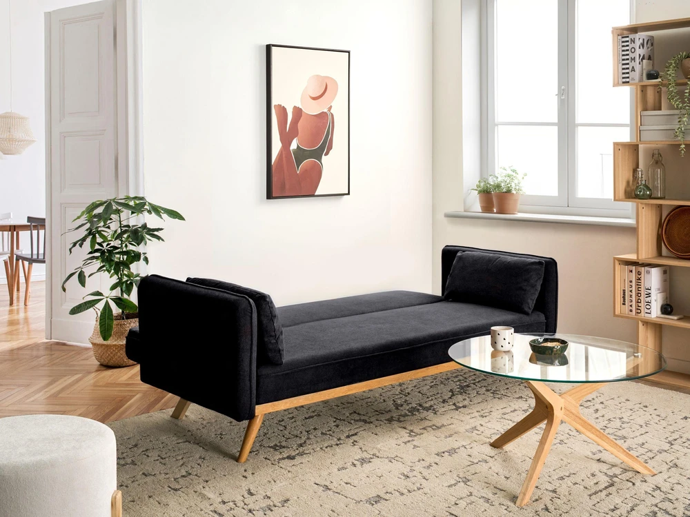 Beliani Išskleidžiama sofa ASAA, juoda