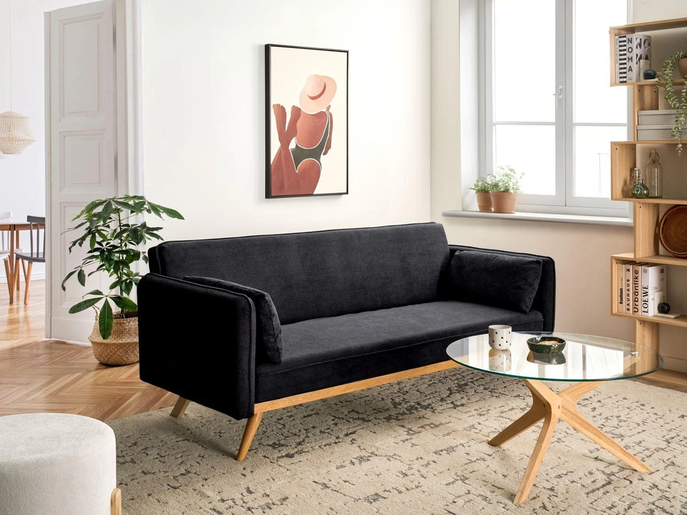 Beliani Išskleidžiama sofa ASAA, juoda