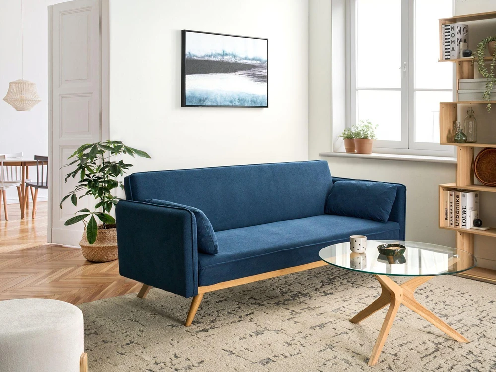 Beliani Išskleidžiama sofa ASAA, mėlyna