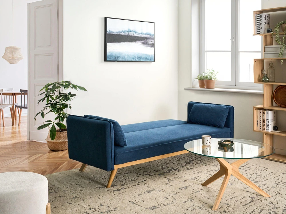 Beliani Išskleidžiama sofa ASAA, mėlyna