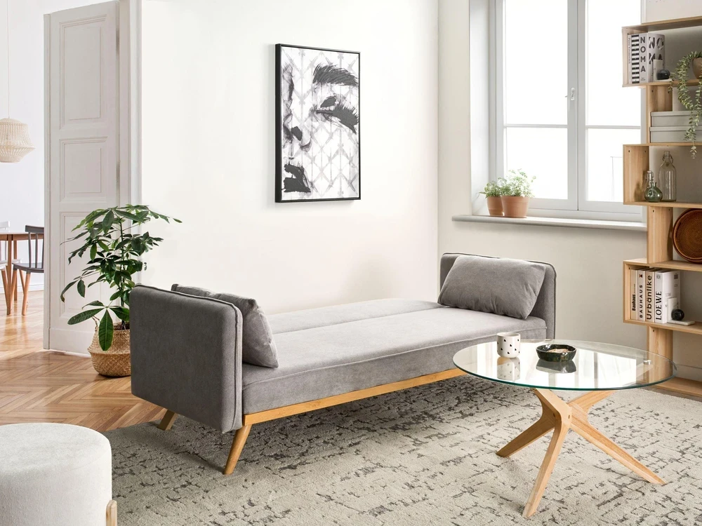 Beliani Išskleidžiama sofa ASAA pilka