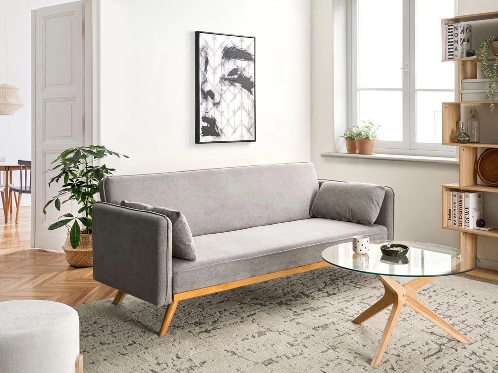 Beliani Išskleidžiama sofa ASAA pilka