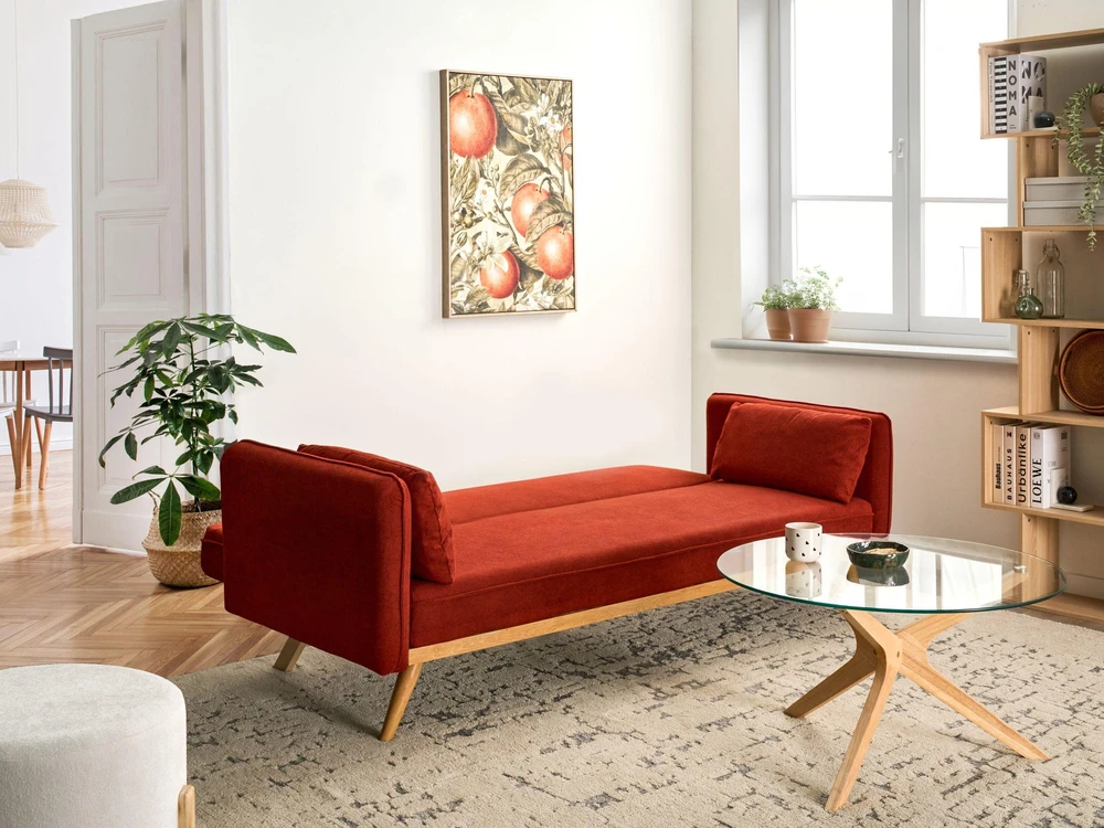Beliani Išskleidžiama sofa ASAA, raudona
