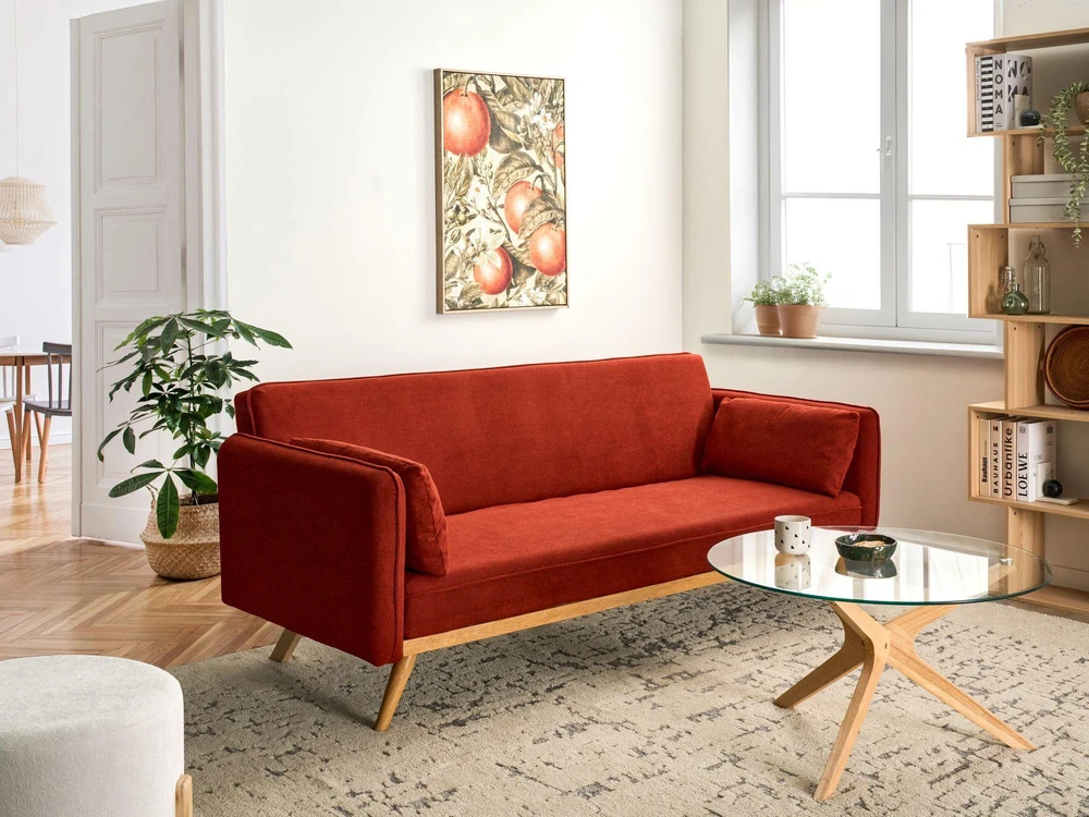 Beliani Išskleidžiama sofa ASAA, raudona