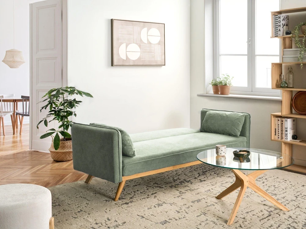 Beliani Išskleidžiama sofa ASAA šviesiai žalia